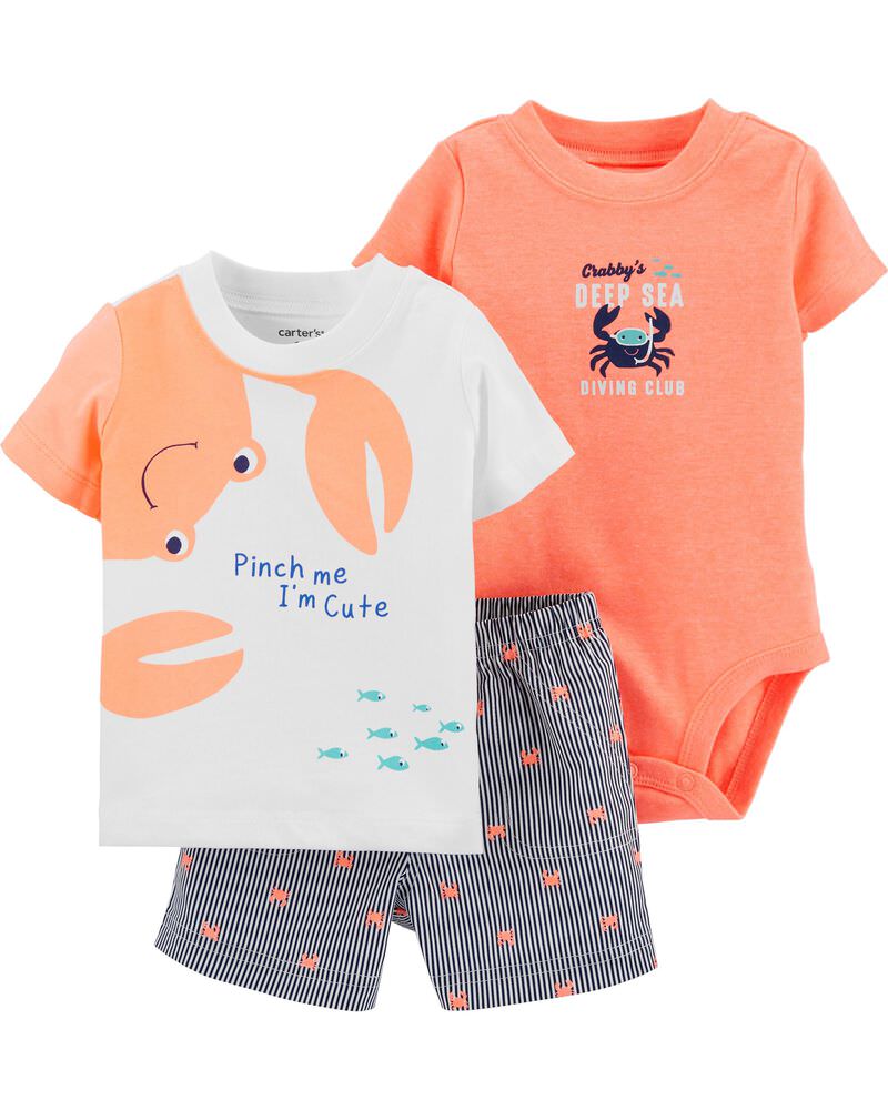 3-Piece Crab Little Short Set, , hi-res
