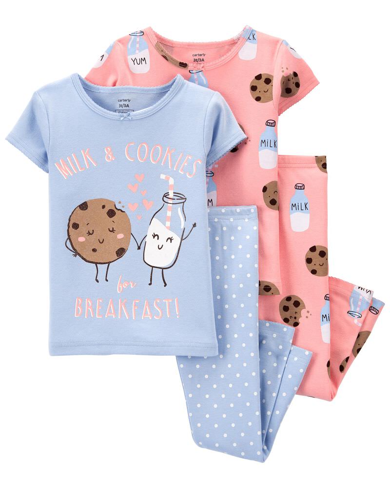 4-Piece Milk & Cookies 100% Snug Fit Cotton PJs, , hi-res